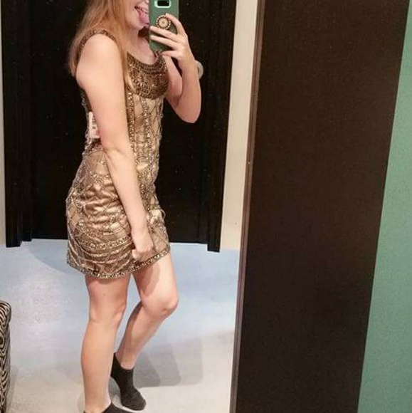 Tan Homecoming Dress - Picture 2 of 3